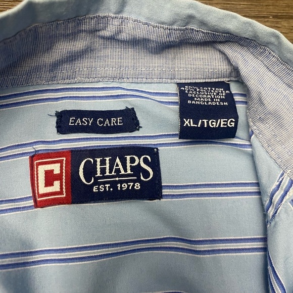 Chaps Easy Care Men’s Size XL Striped Button Down Shirt Blues - Picture 5 of 6
